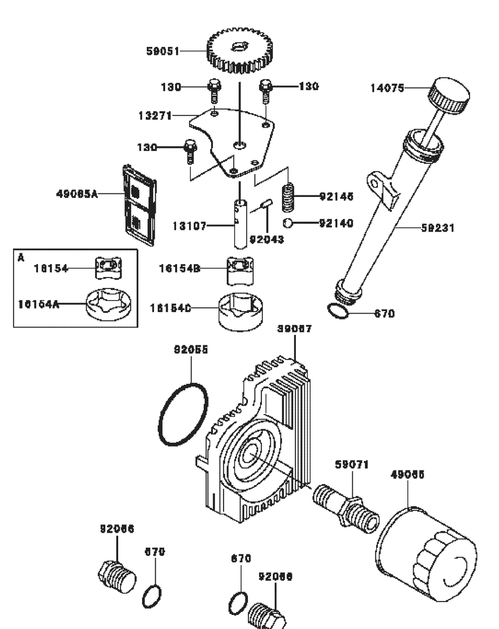 Kawasaki Fh721v-Bs24 Lubrication Equipment Diagram and Parts List for M54-KW 53AI8CT4050-25HP Cub Cadet Lawn Tractor